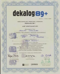 Sukces w ogólnopolskim konkursie DEKALOG 89+