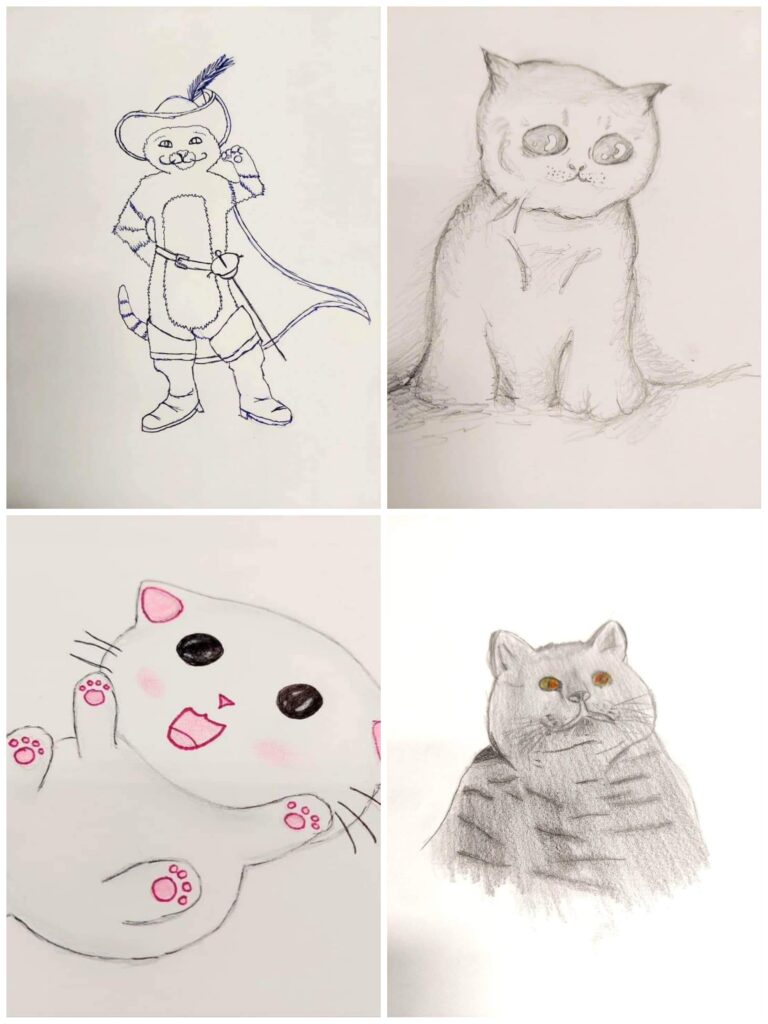 rysunki kotów